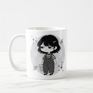 Illustration av söt chibi-flicka med Over It-estet Kaffemugg