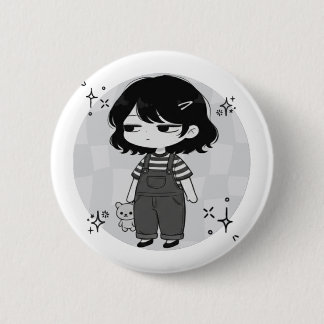 Illustration av söt chibi-tjej med överdriven este knapp