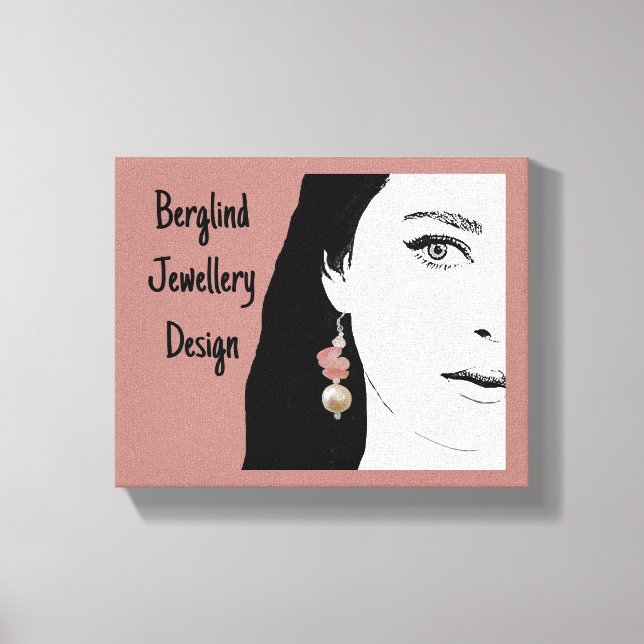 illustration av söt flicka ansikte snyggt mode canvastryck (Framsida)
