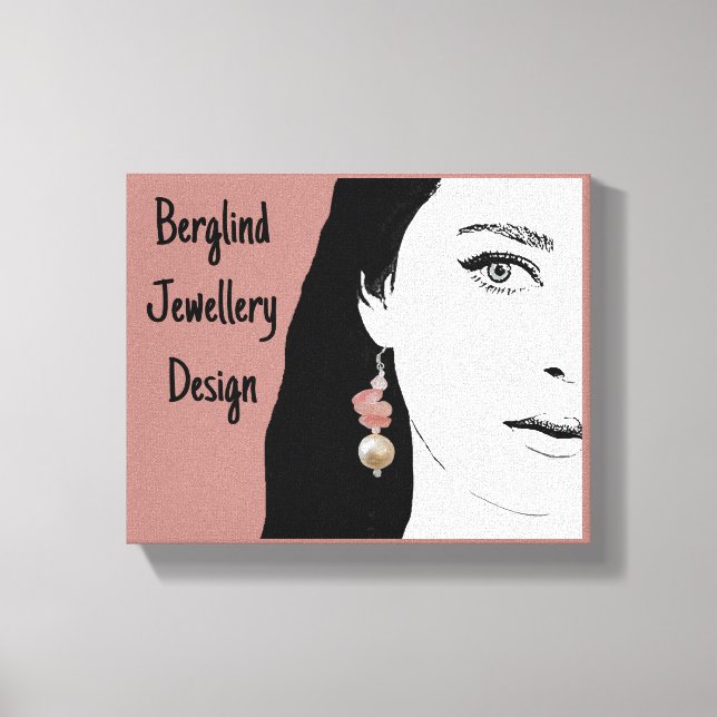 illustration av söt flicka ansikte snyggt mode canvastryck (Framsida)