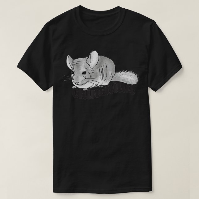 Illustration av söt grått chinchilla t shirt (Design framsida)