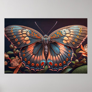 Illustration av söt Kreativ Färgfull fjäril Poster