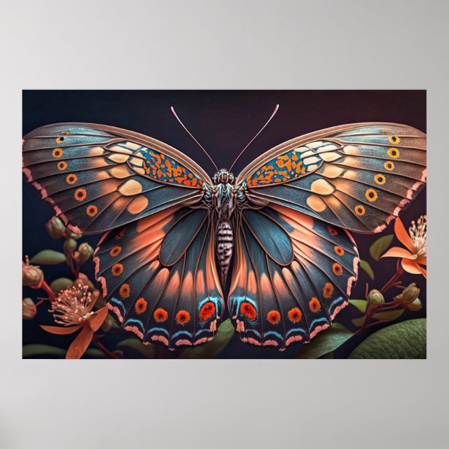 Illustration av söt Kreativ Färgfull fjäril Poster (Framsidan)