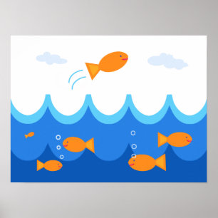Illustration av söt och Roligt fisk Poster