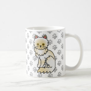 Illustration av söt seriekat i krämfärgad persisk kaffemugg