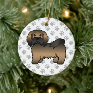 Illustration av söt tecknad hund i brindle Havanes Julgransprydnad Keramik
