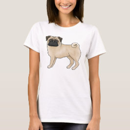 Illustration av söt tecknad pug hund t shirt