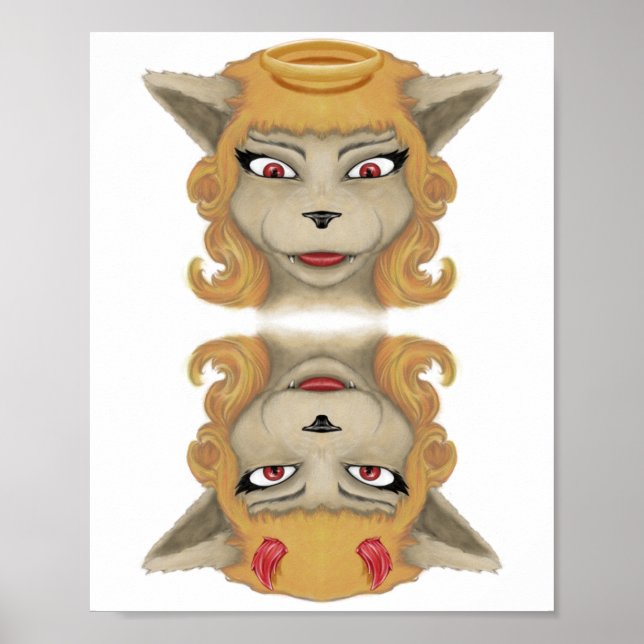 Illustration av söta djur i den onda ängeln i katt poster (Framsidan)