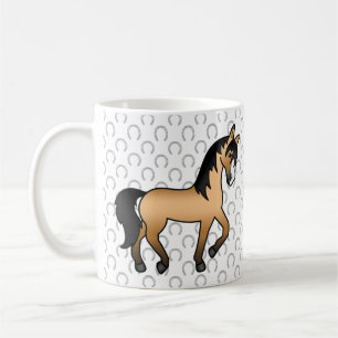 Illustration av sött seriehäst i buckskinfärg som kaffemugg