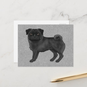Illustration av sött serieteckning av Fawn Pug Hun Vykort
