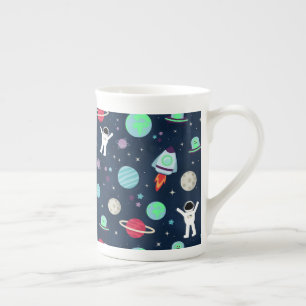 illustration av Space Mönster Benporslin Mugg