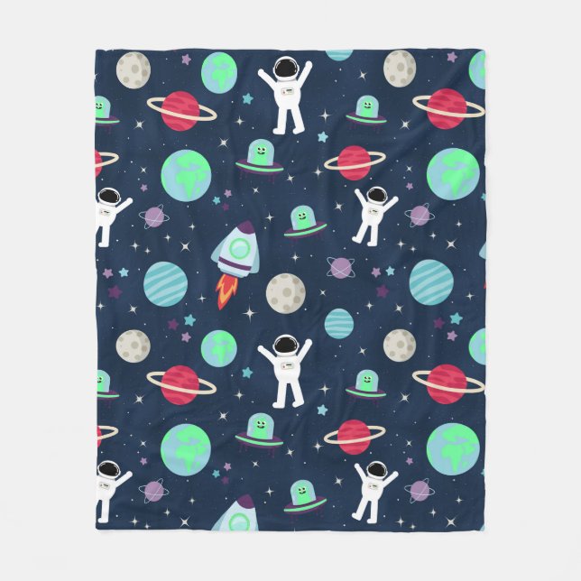 illustration av Space Mönster Fleecefilt (Framsidan)