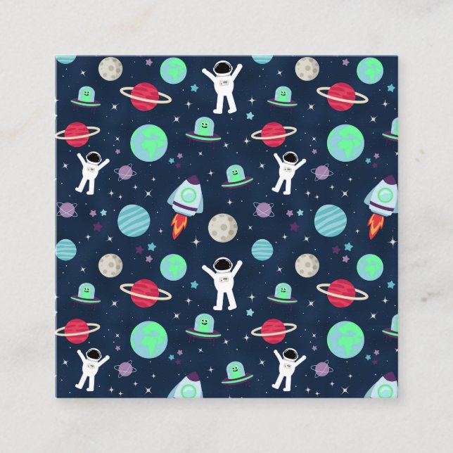 illustration av Space Mönster Fyrkantigt Visitkort (Framsida)