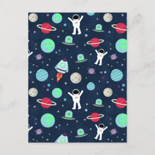 illustration av Space Mönster Meddelande Vykort