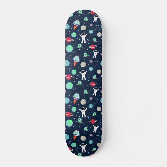 illustration av Space Mönster Mini Skateboard Bräda 18,5 Cm (Framsida)
