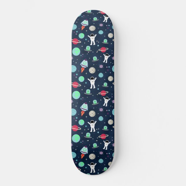 illustration av Space Mönster Mini Skateboard Bräda 18,5 Cm (Framsida)