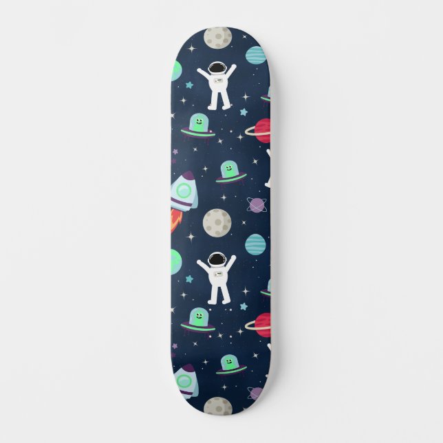 illustration av Space Mönster Mini Skateboard Bräda 18,5 Cm (Framsida)