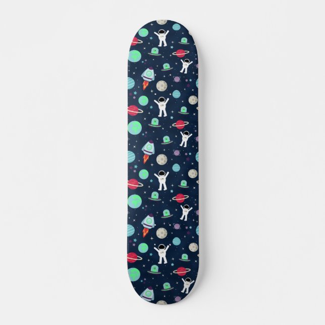 illustration av Space Mönster Mini Skateboard Bräda 18,5 Cm (Framsida)