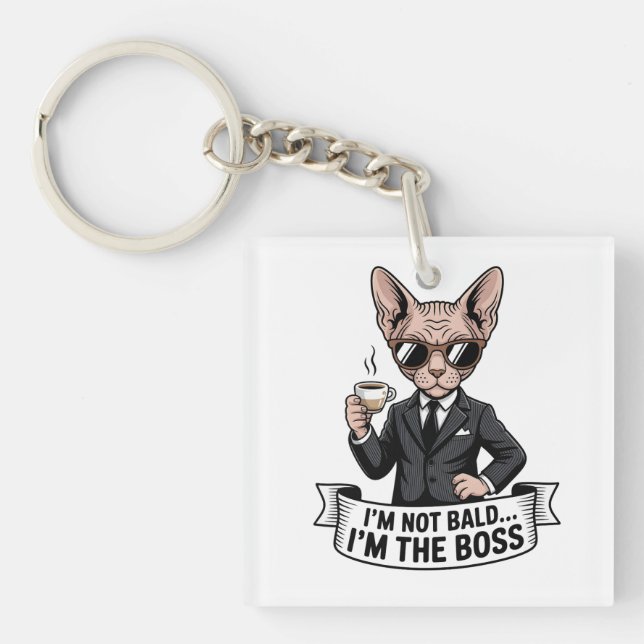 Illustration av Sphynx-katt som boss och kaffe (Framsidan)