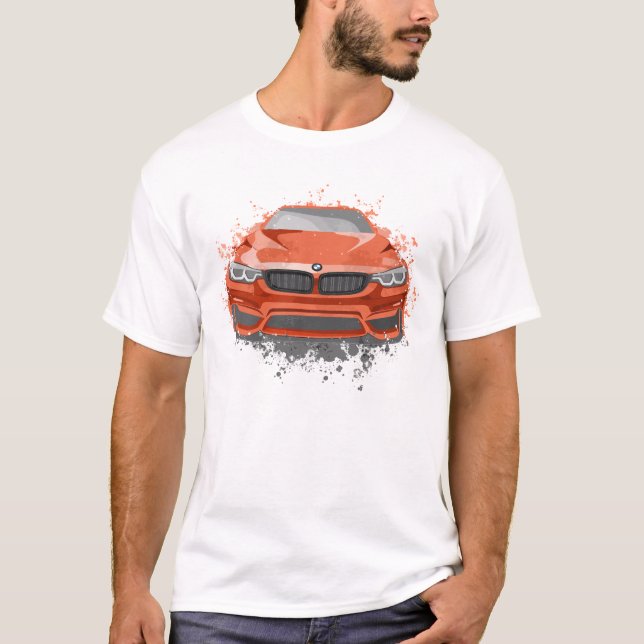 Illustration av sportbilar i Röda Färg T Shirt (Framsida)