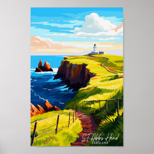 illustration av St. Abbs Head Scotland vintage res Poster