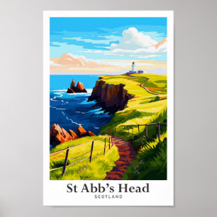 Illustration av St Abb's Head Scotland Vintage res Poster