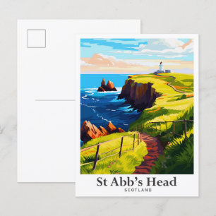 Illustration av St Abb's Head Scotland Vintage res Vykort
