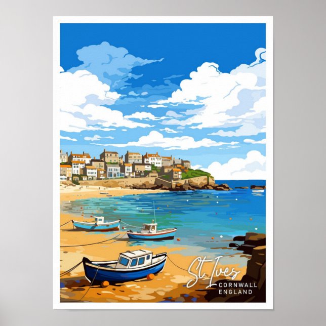 illustration av St Ives Cornwall England Travel Poster (Framsidan)