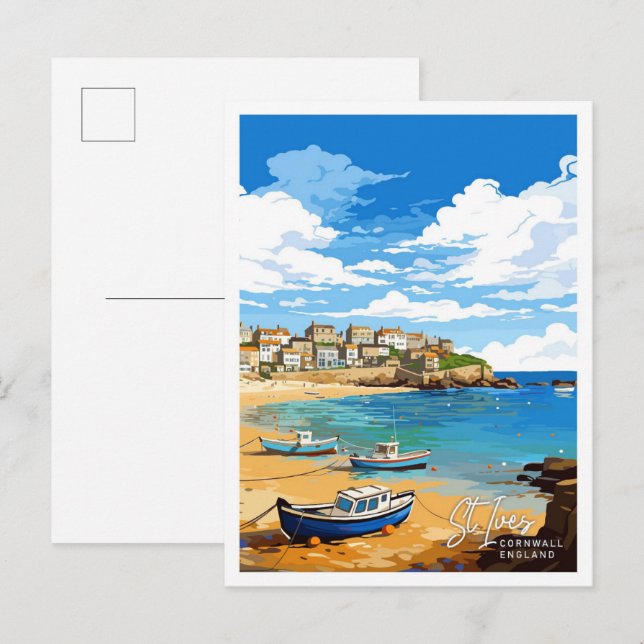 illustration av St Ives Cornwall England Travel Vykort (Fram/baksida)