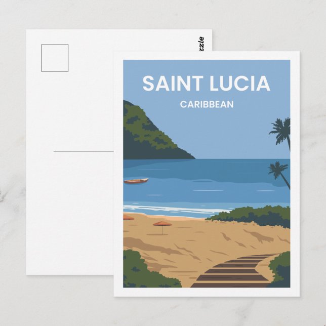 Illustration av Ställe i Saint Lucia-Västindien Vykort (Fram/baksida)