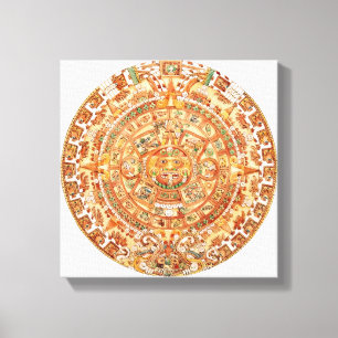 Illustration av stenen Aztec sol Canvastryck