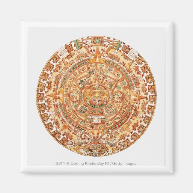 Illustration av stenen Aztec sol Magnet (Framsidan)