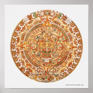 Illustration av stenen Aztec sol Poster