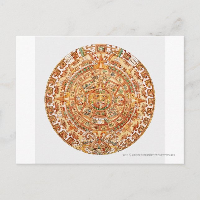 Illustration av stenen Aztec sol Vykort (Framsida)