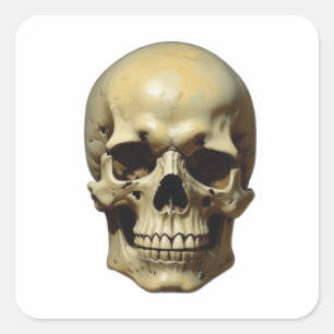 Illustration av Stil-målning för Skull Oljemålning Fyrkantigt Klistermärke