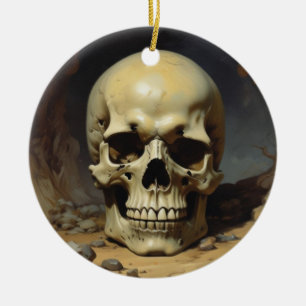 Illustration av Stil-målning för Skull Oljemålning Julgransprydnad Keramik