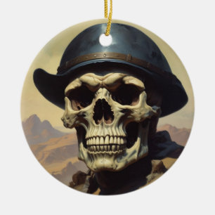 Illustration av Stil-målning för Skull Oljemålning Julgransprydnad Keramik