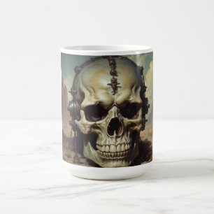 Illustration av Stil-målning för Skull Oljemålning Kaffemugg