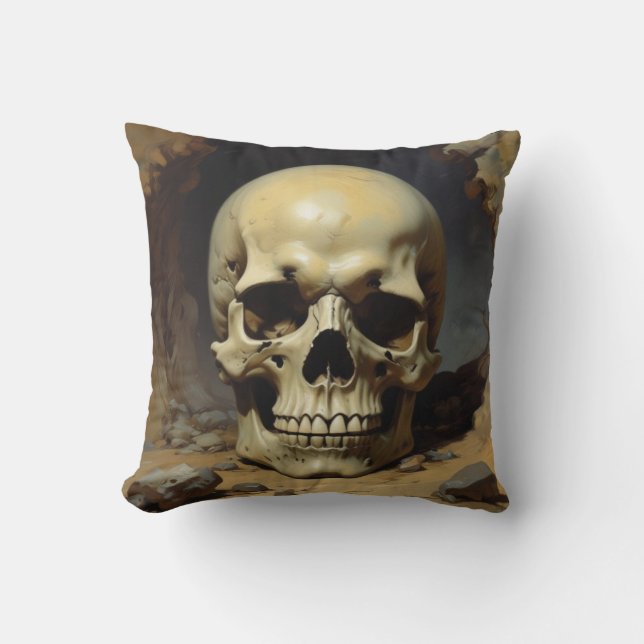 Illustration av Stil-målning för Skull Oljemålning Kudde (Framsida)
