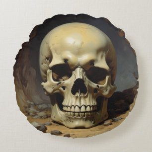 Illustration av Stil-målning för Skull Oljemålning Rund Kudde
