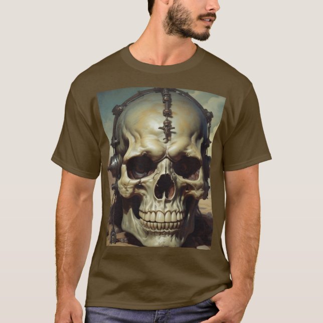 Illustration av Stil-målning för Skull Oljemålning T Shirt (Framsida)