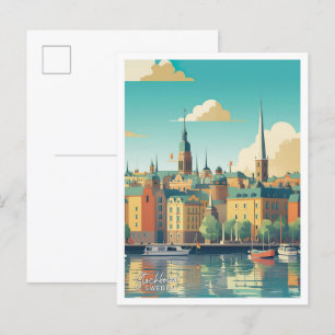 illustration av Stockholms Sverige Travel Ställe Vykort