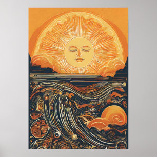 Illustration av strålande solljus Sol Poster