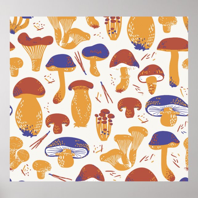Illustration av svampar med vintage poster (Framsidan)
