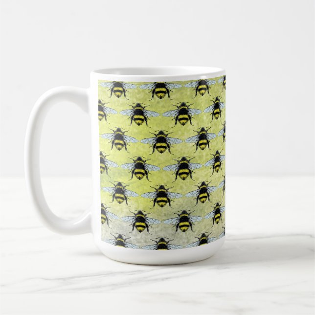 Illustration av svärm av honungs humlor kaffemugg (Vänster)