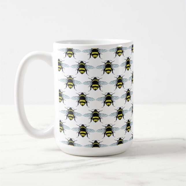 Illustration av svärmande humlor kaffemugg (Vänster)