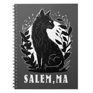 Illustration av svart katt Salem Anteckningsbok