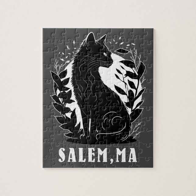 Illustration av svart katt | Salem Pussel (Vertikal)