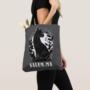 Illustration av svart katt Salem Tygkasse