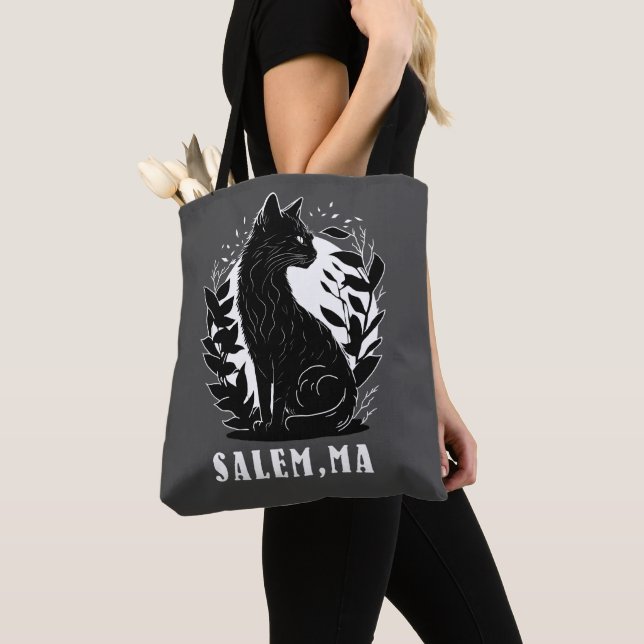 Illustration av svart katt | Salem Tygkasse (Närbild)
